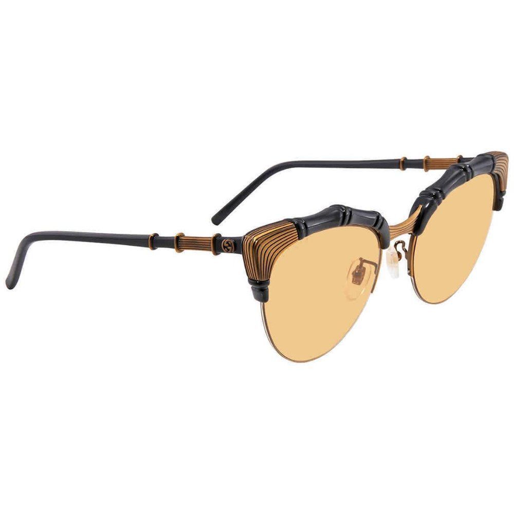 NEW Gucci Yellow and Brown Cat Eye Women's Sunglasses - Picture 1 of 4